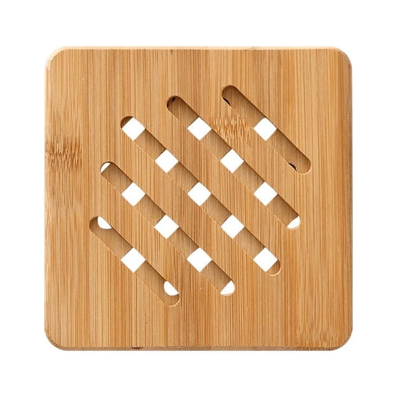 Bamboo Trivet Mat,Kitchen Wood Non-Slip Coaster,Hot Pads Trivet with Non-Slip Pads,Heat Resistant Pads,for Hot Dishes Pot Bowl,Teapot,Hot Pot Holders,Square and Round