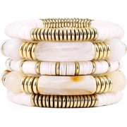 Bamboo Tube Bangles Bracelet Chunky Curved Stacking Clear Acrylic Colorful Beads Stretchable Friendship Gold Bracelets Gifts For Bestfriends, Couple, Family Members, Siblings, Sister, Lover