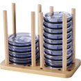 Bamboo Tumbler Lid Organizer Vertical Storage for Up to 10 Cup Lids