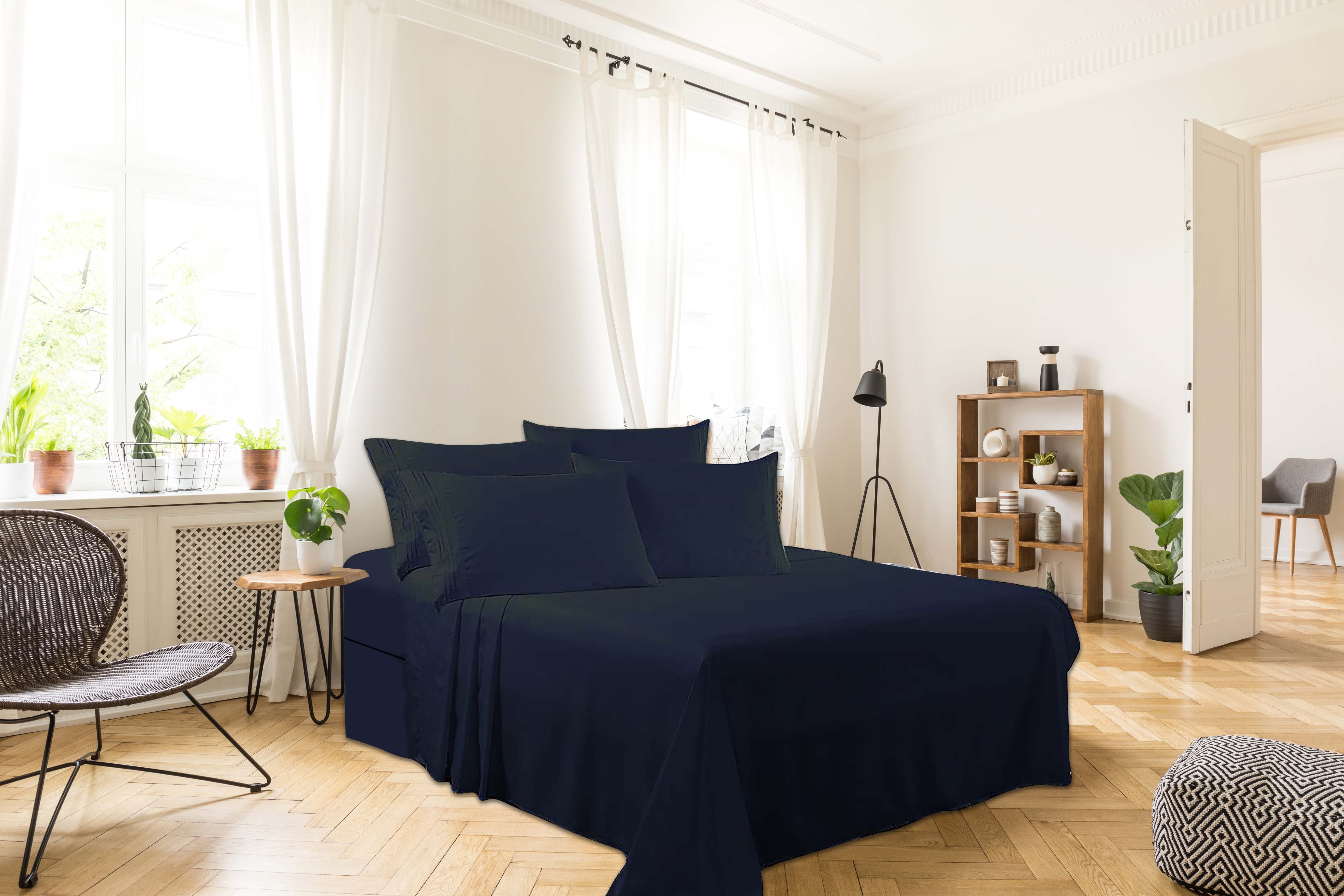 Bamboo Ultra Soft Sheet Set – Wrinkle Free, Deep Pocket, Machine Washable, Hypoallergenic, Fade Resistant Bedding Set - 6 Piece Set (Queen, Black) Luxury 1800