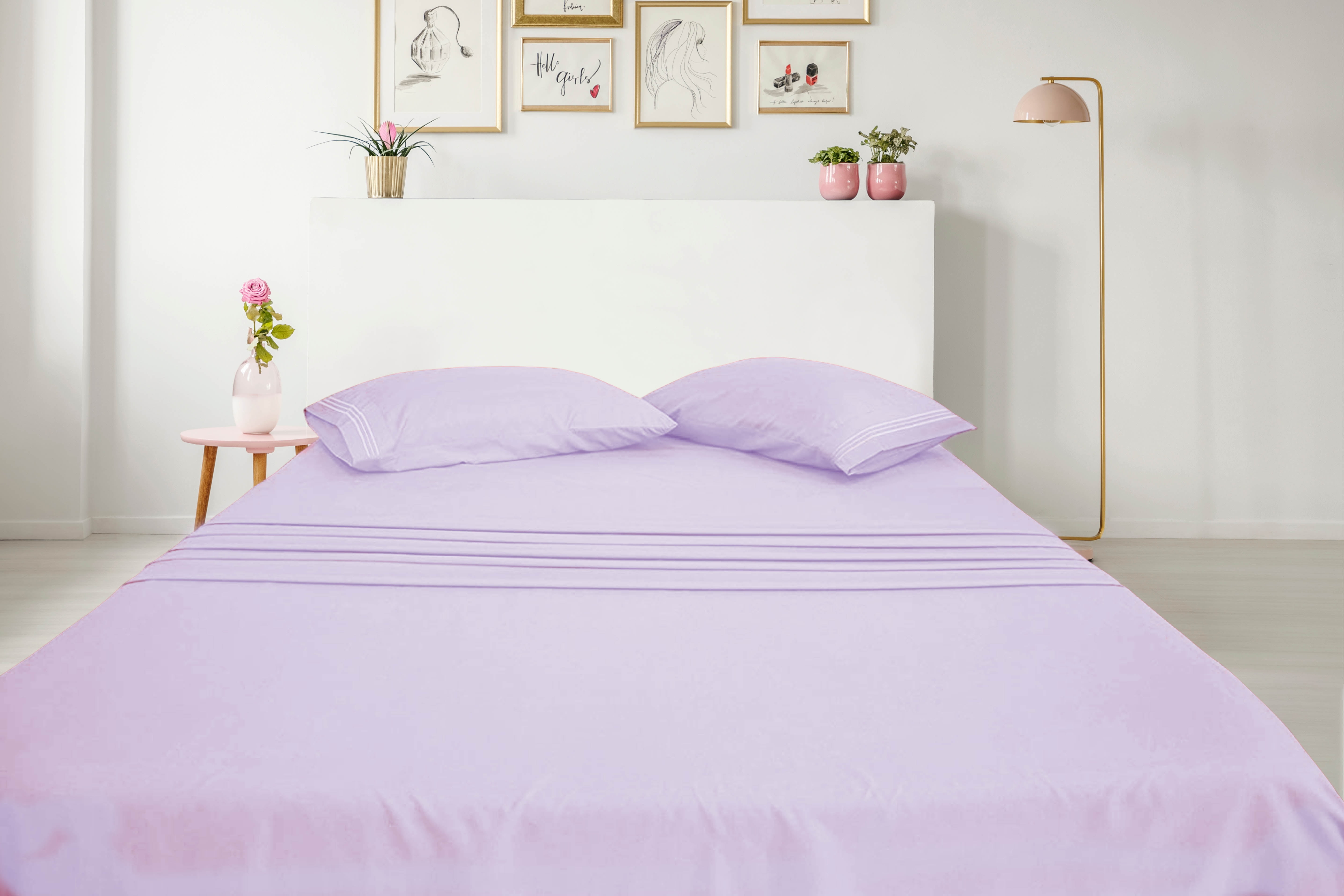 Bamboo Ultra Soft Sheet Set – Wrinkle Free, Deep Pocket, Machine Washable, Hypoallergenic, Fade Resistant Bedding Set - 4 Piece Set (Queen, Lavender)