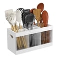 Bamboo Utensil Holder & Silverware Organizer: Extra Large Cooking ...