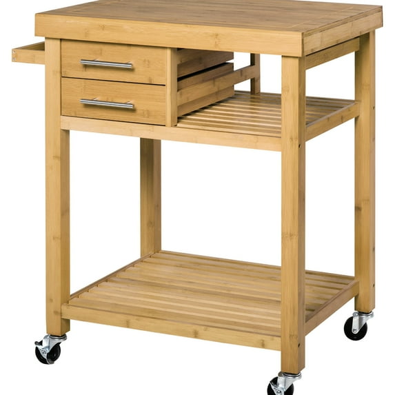 Bamboo Utility Cart | Small Shelf for Handy Items | Ideal for Dining Areas | Easy Mobility