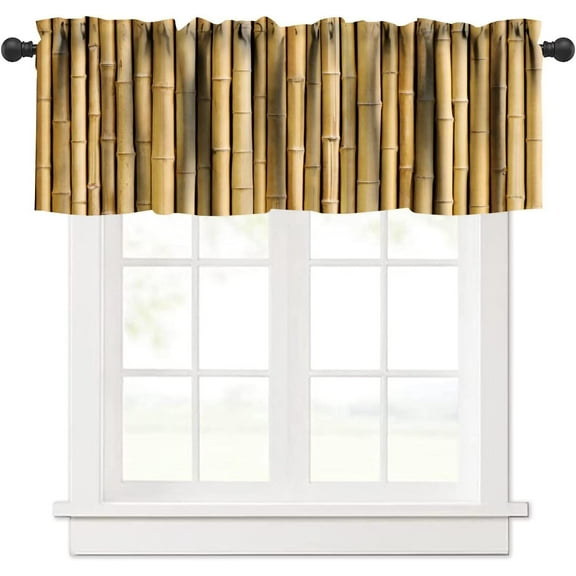 Bamboo Valance Curtain Forest Tree Nature Image Asian Themed Rod Pocket Valance Window Treatments 1 Panel Short Curtains for Kitchen Farmhouse Living Room Bathroom Decor 54 x 18 in