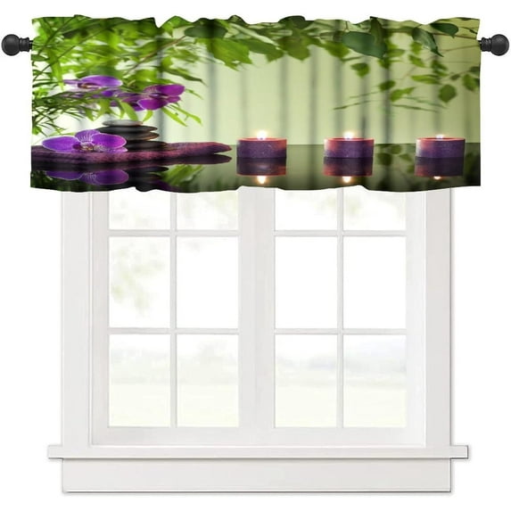 Bamboo Valance Curtain Forest Tree Nature Image Asian Themed Rod Pocket Valance Window Treatments 1 Panel Short Curtains for Kitchen Farmhouse Living Room Bathroom Decor 54 x 18 in