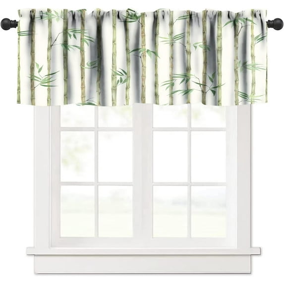 Bamboo Valance Curtain Forest Tree Nature Image Asian Themed Rod Pocket Valance Window Treatments 1 Panel Short Curtains for Kitchen Farmhouse Living Room Bathroom Decor 54 x 18 in