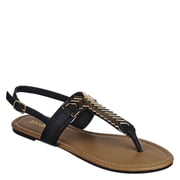 Bamboo Vegan Leather Detailed Accent Flat Thong Sandal 8