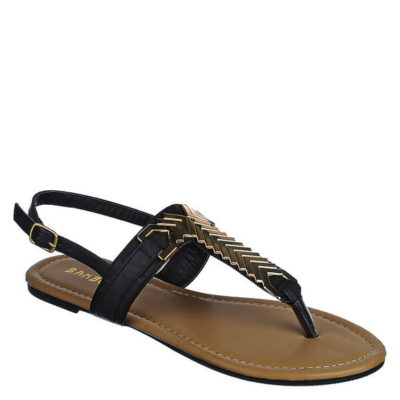 Bamboo Vegan Leather Detailed Accent Flat Thong Sandal 8