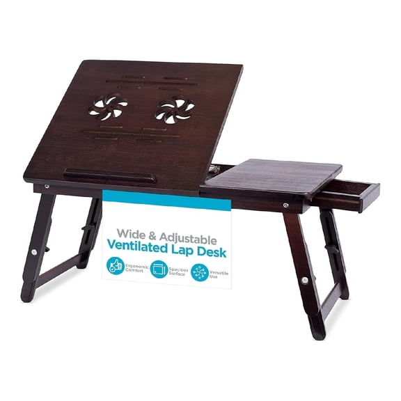 Bamboo Ventilation Lap Tray with Adjustable Legs (Walnut)
