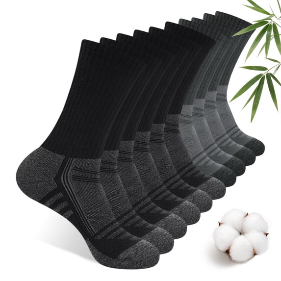 Freeyoka Men's Bamboo Viscose Crew Socks, Moisture Wicking, Soft and Breathable, 5 Pairs