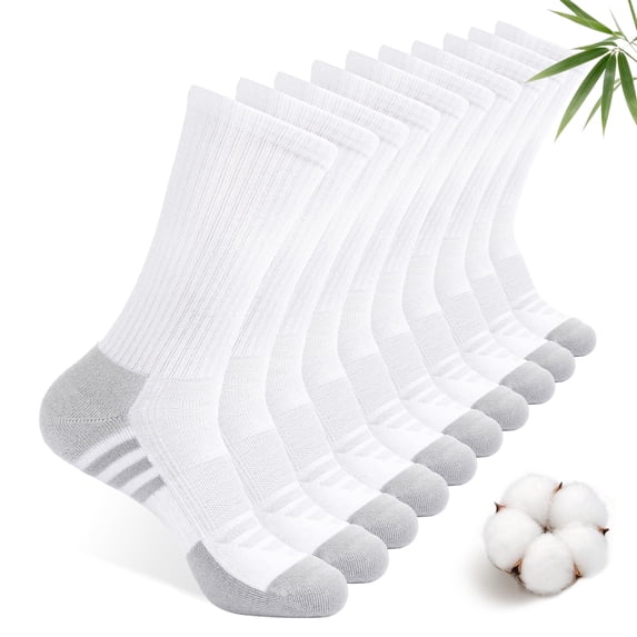 Freeyoka Men's Bamboo Viscose Crew Socks, Moisture Wicking, Soft and Breathable, 5 Pairs