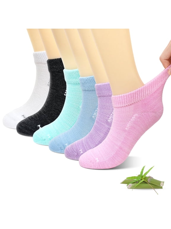 Non Binding Diabetic Socks - Bamboo Viscose Wide Fit Neuropathy Socks with Seamless Toe for Men Women Size 9-11, 6 Pairs