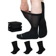 thumbnail image 1 of LOFIR Bamboo Viscose Diabetic Socks for Men & Women, 3 Pairs Wide Calf Crew Socks, Seamless Toe Socks for Swollen Feet, Size 9-11, Black, 1 of 7