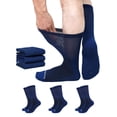 thumbnail image 1 of LOFIR Bamboo Viscose Diabetic Socks for Men & Women, 3 Pairs Wide Calf Crew Socks, Seamless Toe Socks for Swollen Feet, Size 11-13, Blue, 1 of 7