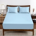 thumbnail image 1 of Bamboo Viscose Fitted Sheet 1 Pack Twin Size Only,400 Thread Count,8-16" Deep Pocket,Bottom Sheet Colorfast Soft & Silky & Breathable(1 Fitted Sheet Only, Sky Blue, Twin), 1 of 8