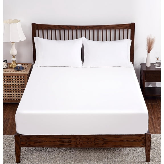 Bamboo Viscose Fitted Sheet, 400 Thread Count, Deep Pocket, Cooling Breathable Silky Smooth Soft Bottom Sheet for Hot Sleeper