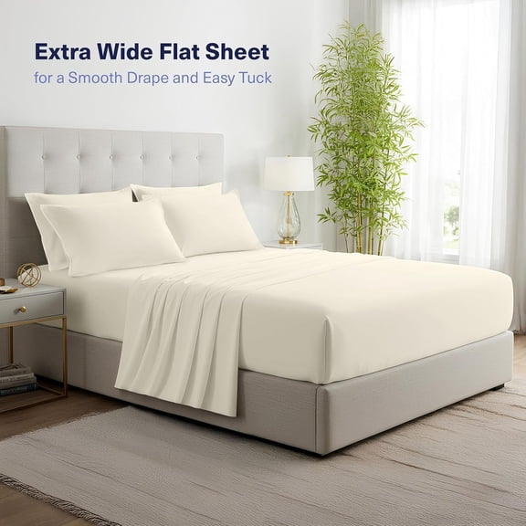 Bamboo Viscose King Sheet Set 4-Piece, Cooling Breathable Bed Sheets, Silky Soft Feel, Hotel-Style Comfort for Hot Sleepers & Adults