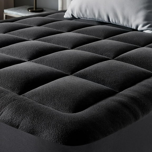 Bamboo Viscose Twin Mattress Topper - Ultra Soft Cooling Pillow Top for Back Pain Relief (Black)