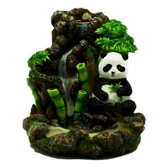 Bamboo Waterfall Panda Back Flow Incense Burner - 5.25"x5"