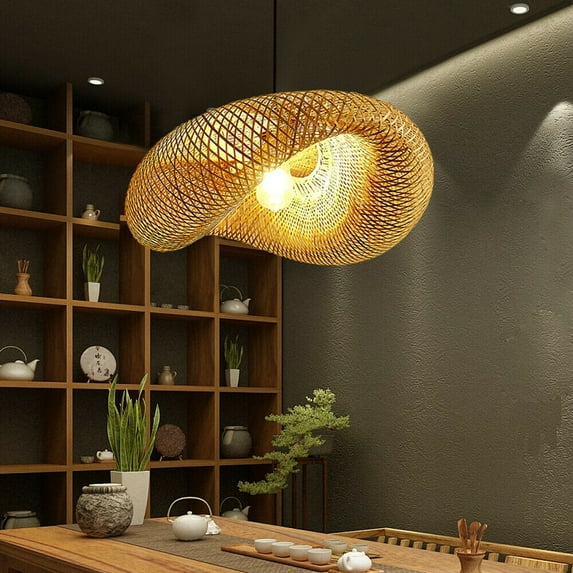 Bamboo Weave Handmade Pendant Lighting Modern Chandelier Ceiling Lamp Fixture