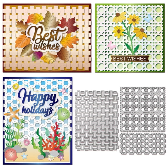 Bamboo Weaving Cutting Dies Grid Die Cuts Background Cutting Embossing Templates for Scrapbooking Crafts Paper Cards Making