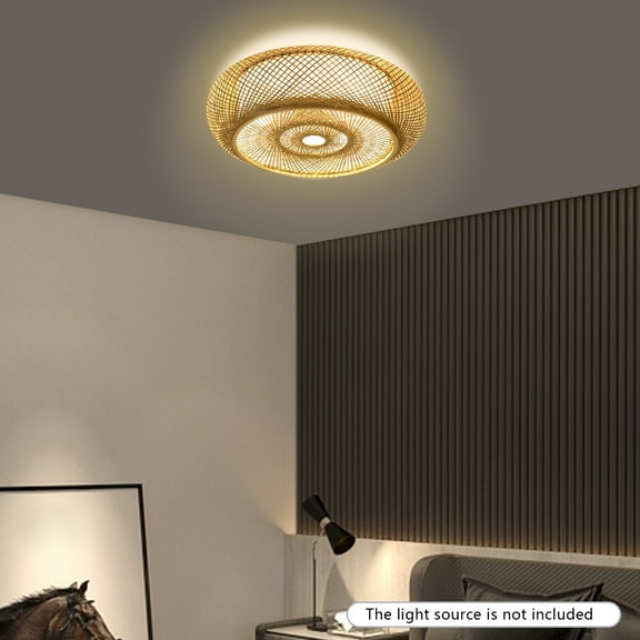 Bamboo Wicker Rattan Lantern Ceiling Light Fixture Flush Mount Pendant Lamp Living Room, Dining Room, Bedroom, Balcony, Office, Villa, etc.