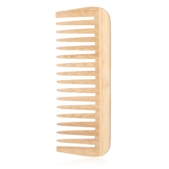 Bamboo Wide Tooth Comb, Large Hair Detangling Comb, Natural wooden combs for Hair, Beard, Mustache, Travel-Friendly, Hand Polished, No Handle Design