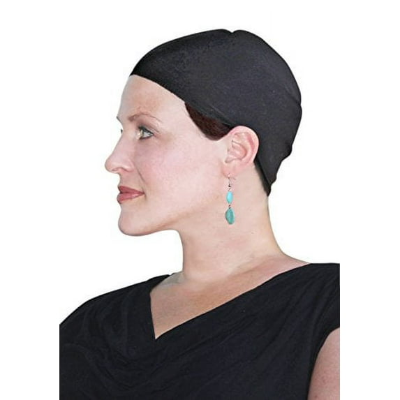 Bamboo Wig Cap and Soft Chemo Hat Liner for Hair Loss (BLACK)