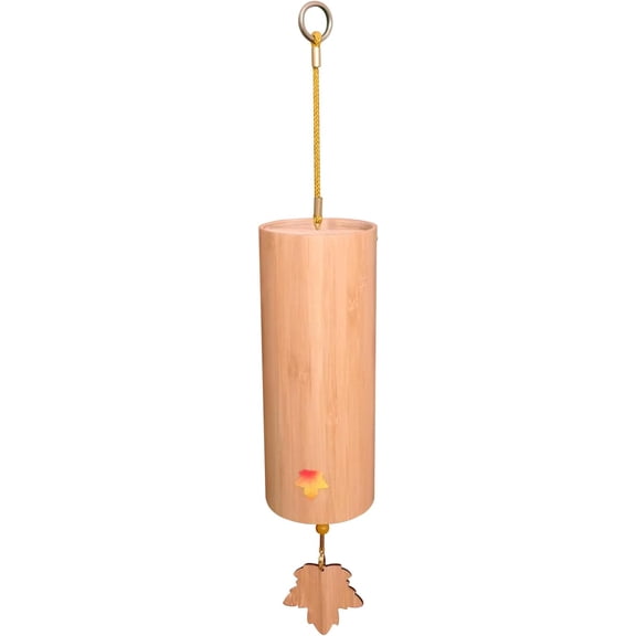 Bamboo Wind Chimes Chime for Sound Healing Meditation and Calming Emotions Classic Home Decoration Good Gift for Family Friends (Dm-Chord) Yellow Rope