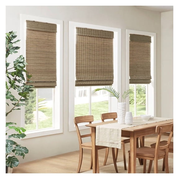 Bamboo Window Shade 64"L Light Filtering Cordless Natural Woven Blinds for Privacy & Home Decor