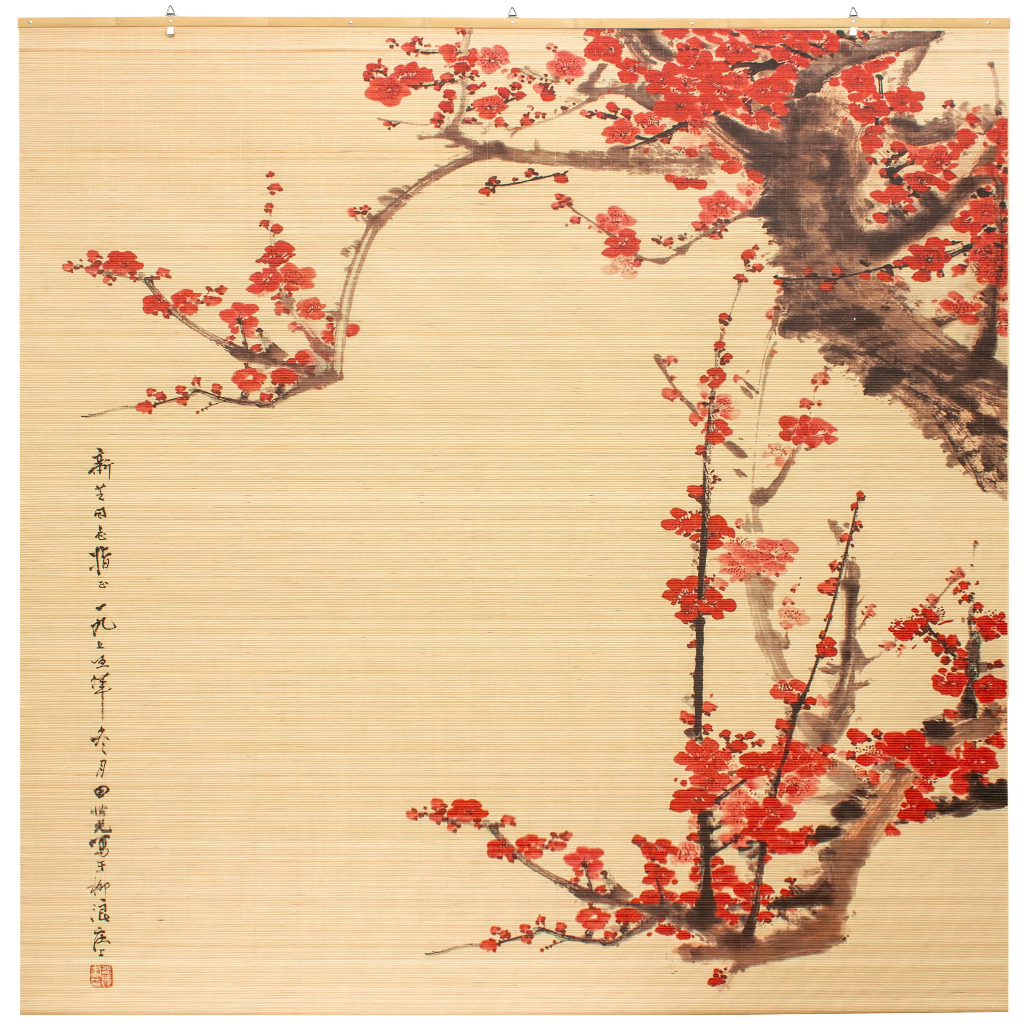 Red Lantern Bamboo Window Shade Blind - Sakura Cherry Blossom 72" W