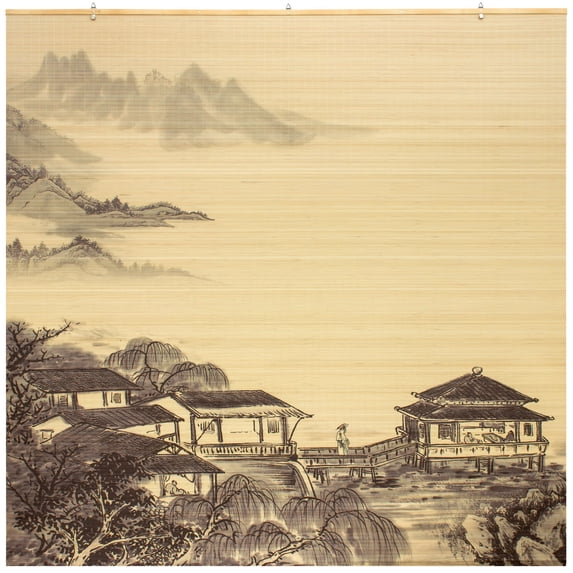 Red Lantern Bamboo Window Shade Blind - Landscape 72" W