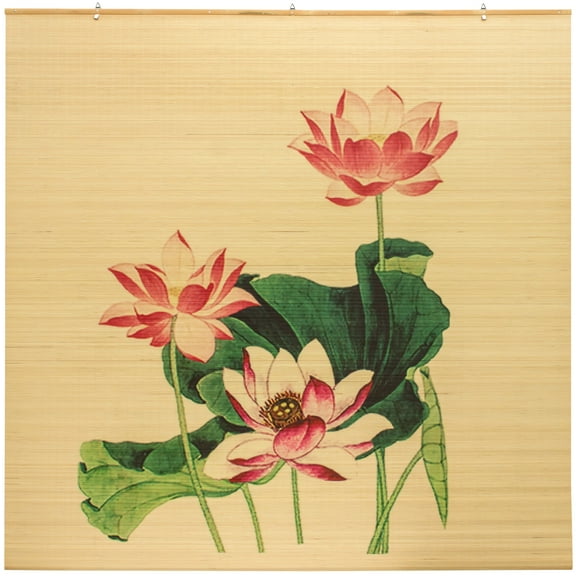 Red Lantern Bamboo Window Shade Blind - Lotus Blossom 72" W