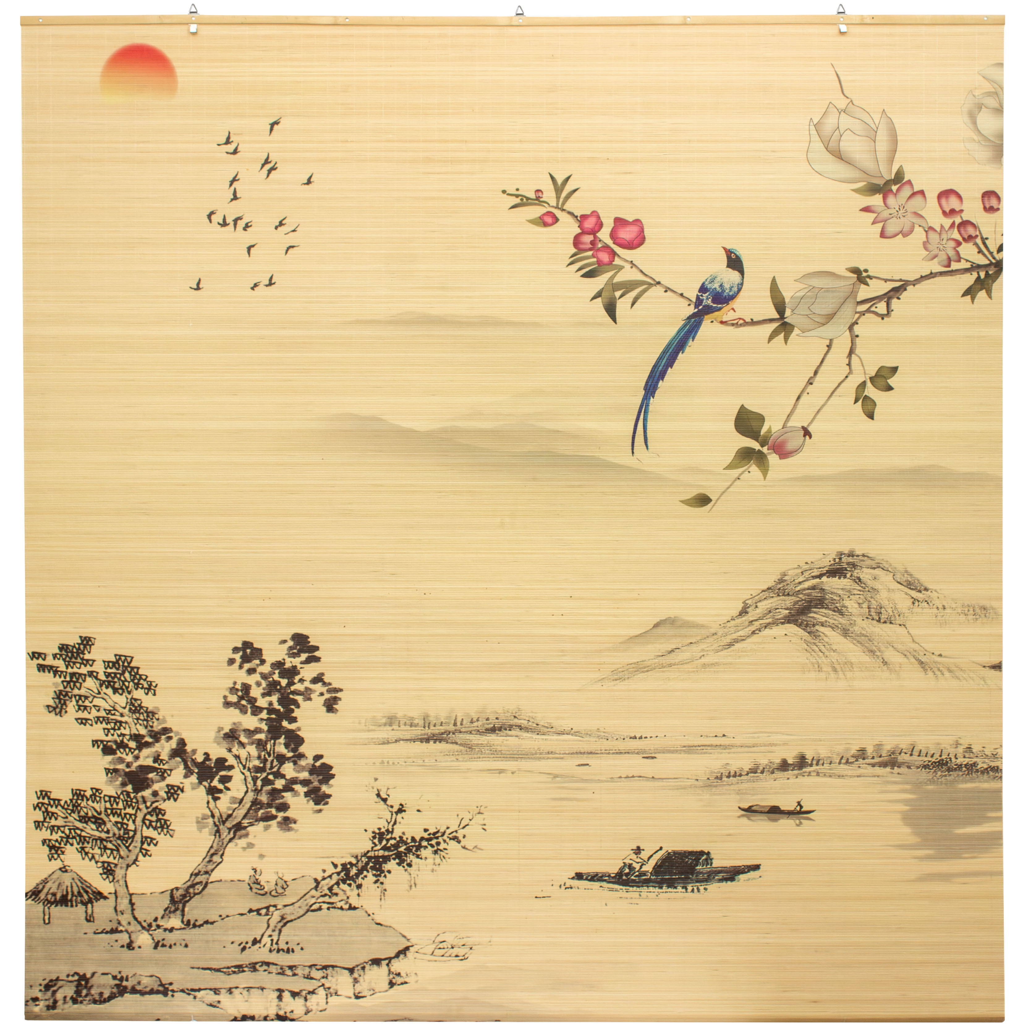 Red Lantern Bamboo Window Shade Blind - Rising Sun 72" W