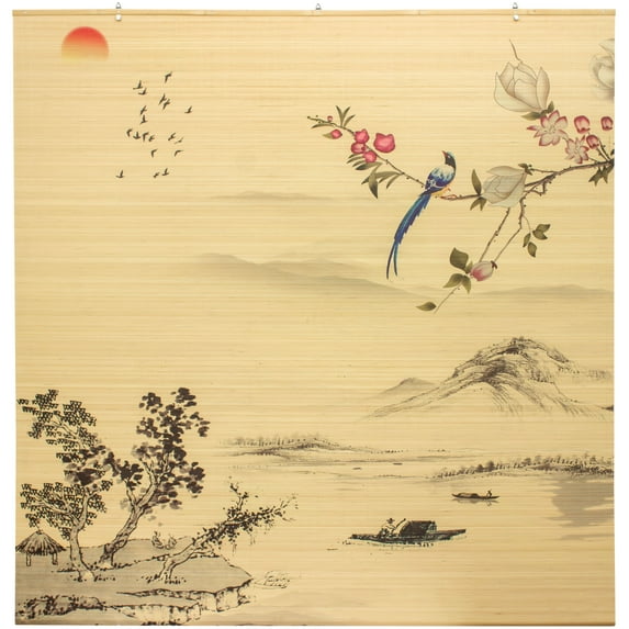 Red Lantern Bamboo Window Shade Blind - Rising Sun 72" W