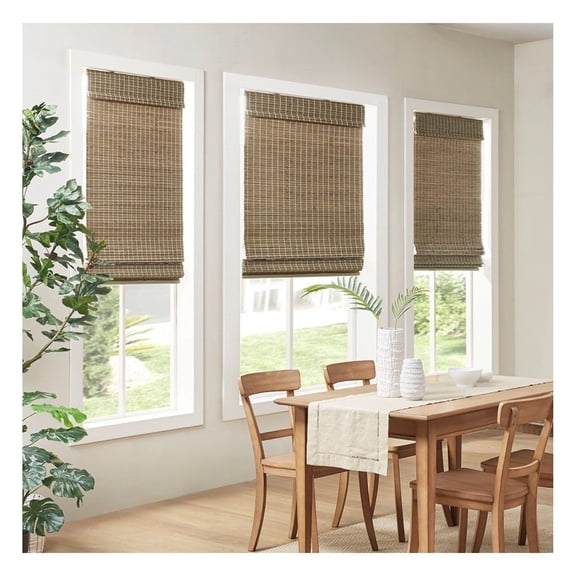 Bamboo Window Shades 64"L Light Filtering Cordless Natural Woven Blinds Privacy Coverage Natural Home Decor