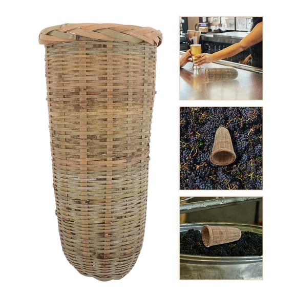 PartyKindom Light Green Bamboo Wine Brew Basket for Homebrewing with Precision Strainer