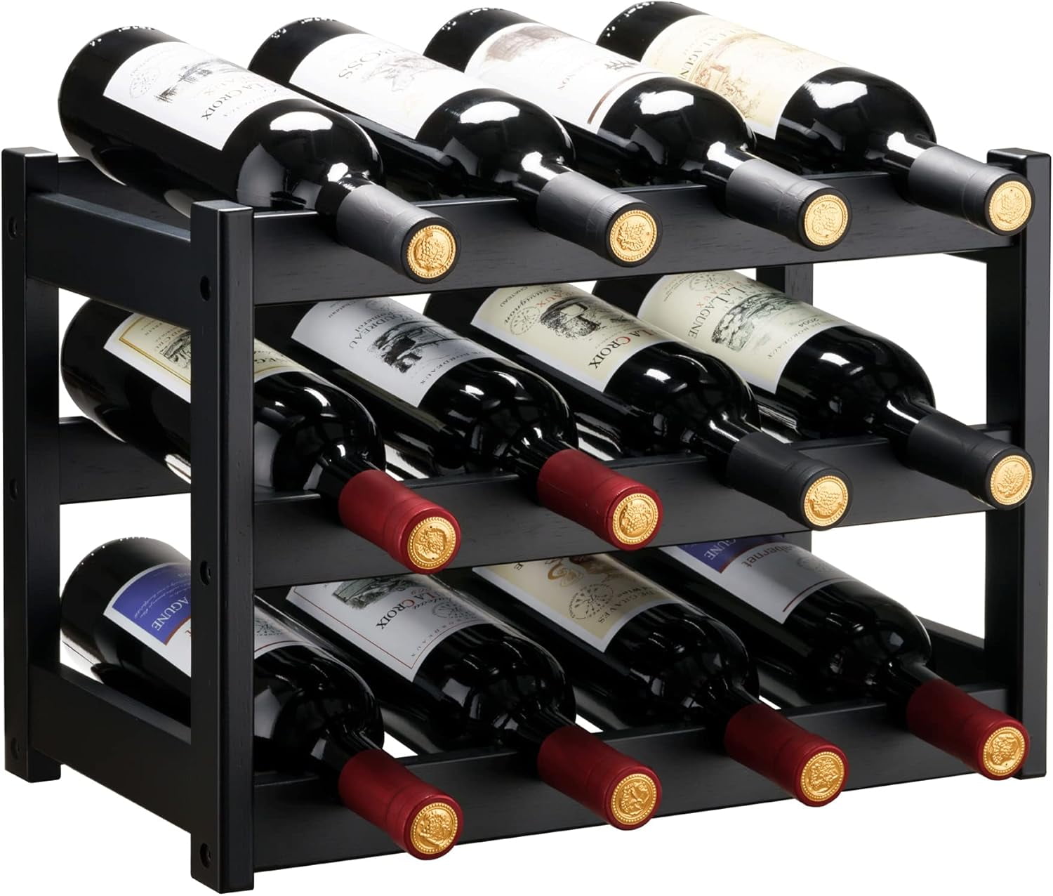 Bamboo Wine Rack, 2-Tier Wine Racks Countertop Cabinet Wine Holder Wine ...