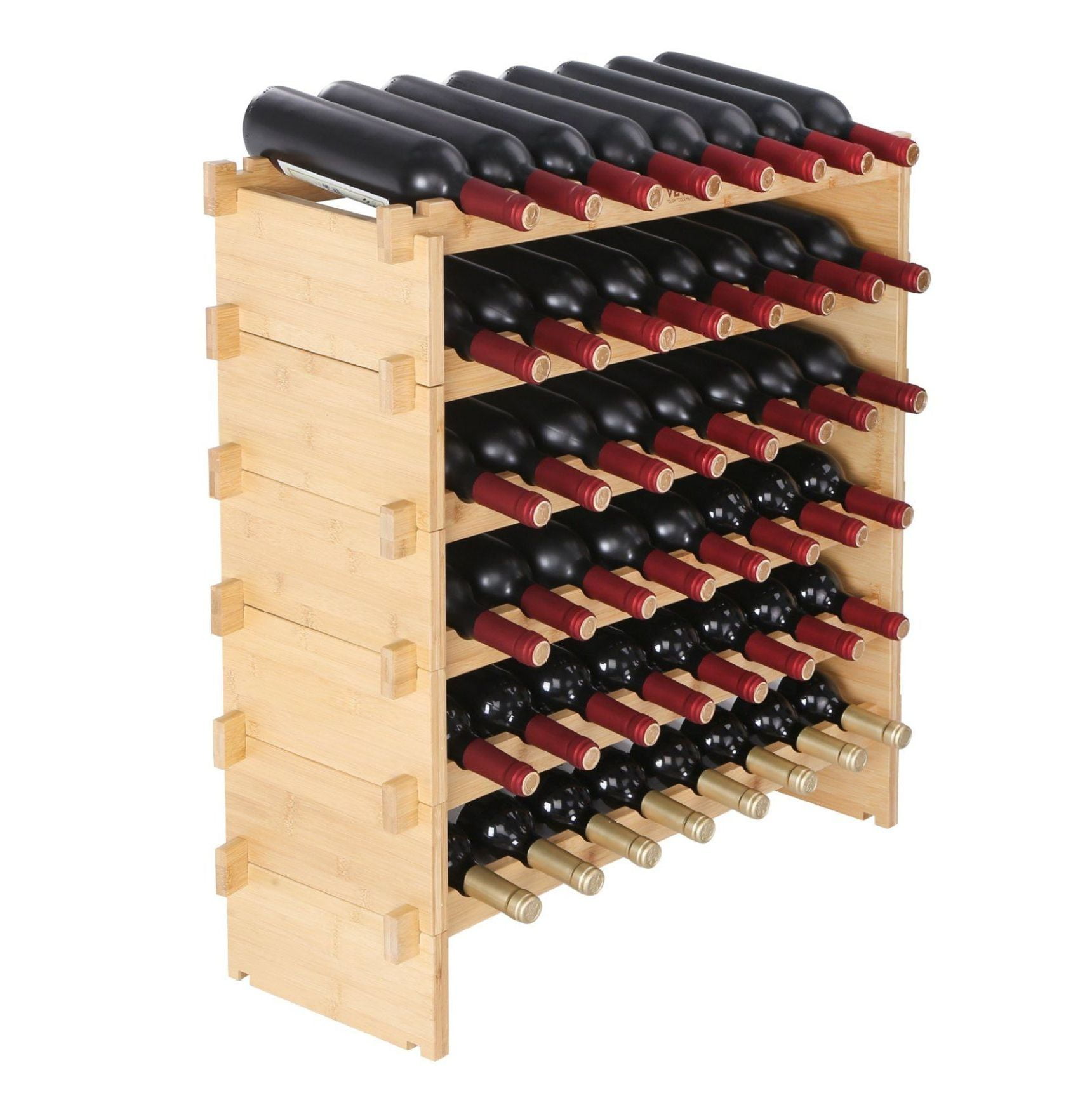 Bamboo Wine Rack Stackable 6 Tier - Modular Wine Storage Display Shelf ...
