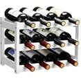 thumbnail image 1 of Bamboo Wine Rack, Sturdy and Durable Wine Storage Cabinet Shelf, Wine Racks Countertop for Pantry,Kitchen,3-Tier 12 Bottles Wine Rack White, 1 of 14