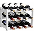 thumbnail image 1 of Bamboo Wine Rack, Sturdy and Durable Wine Storage Cabinet Shelf, Wine Racks Countertop for Pantry,Kitchen,3-Tier 12 Bottles Wine Rack White, 1 of 7