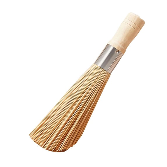 12 Inch Bamboo Wok Brush with Wooden Handle, Thickened Design, for Cleaning Pans Pots, Kitchen Utensil
