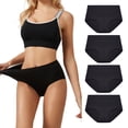 thumbnail image 1 of Bamboo Women Ultra Soft Thin Breathable Stretch High Waist Panties 4 pack (Black, XXX-Large), 1 of 5