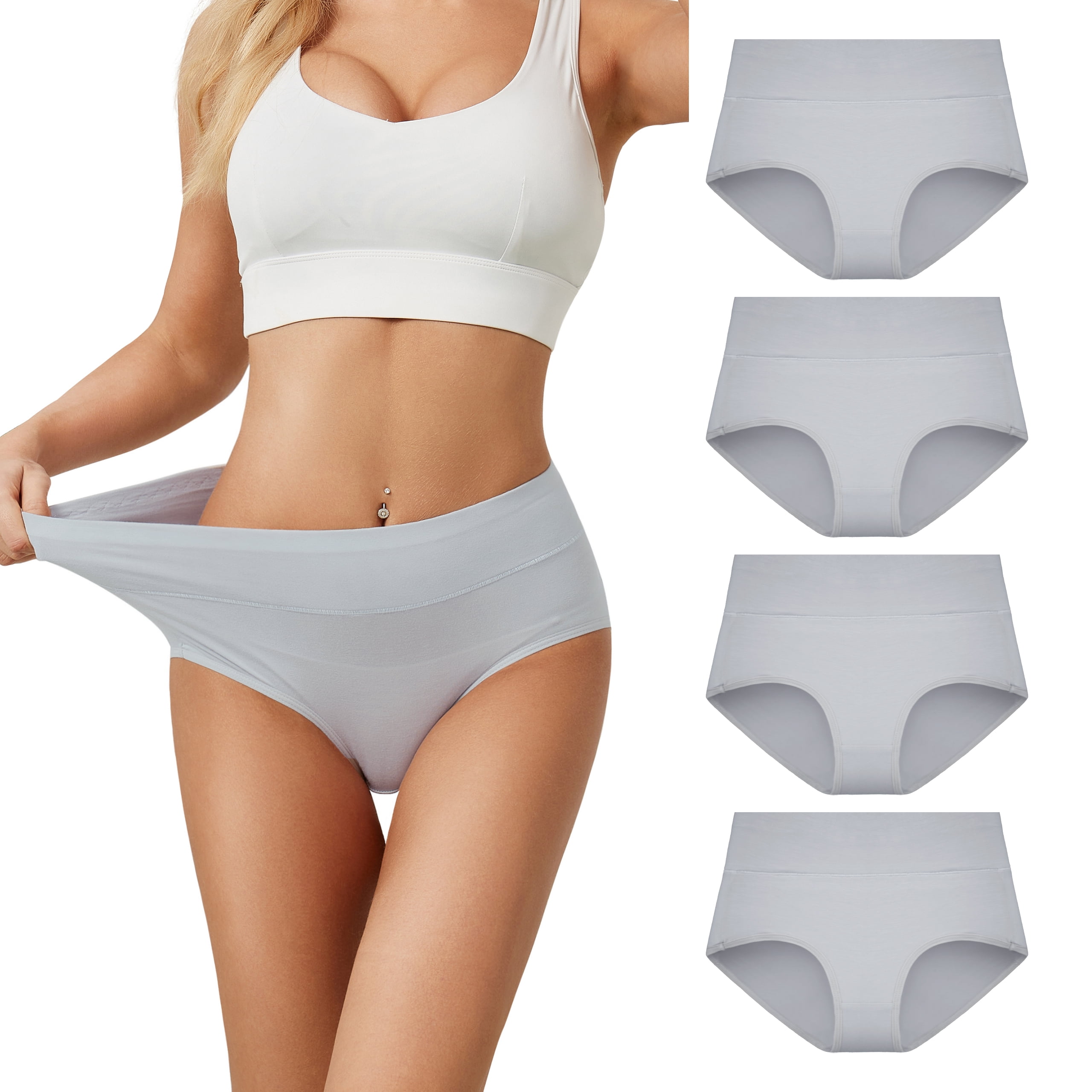 Bamboo Women Ultra Soft Thin Breathable Stretch High Waist Panties 4 pack  (White, XXX-Large)