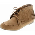 thumbnail image 1 of Bamboo Womens Circus-03 Fringe Moccasin Lace Up Fashion Bootie, Natural, 6.5, 1 of 7