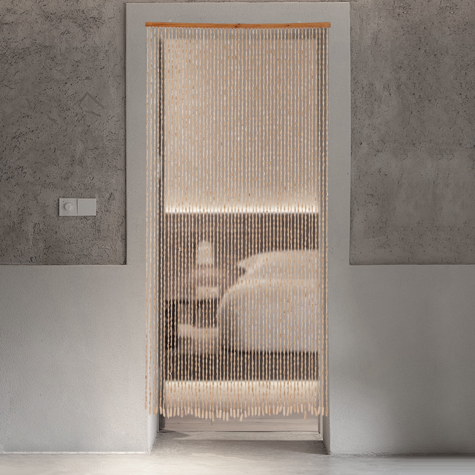 Bamboo Wood Beaded Curtain, Bamboo and Wooden Doorway Curtain, Door Curtain 200*90cm
