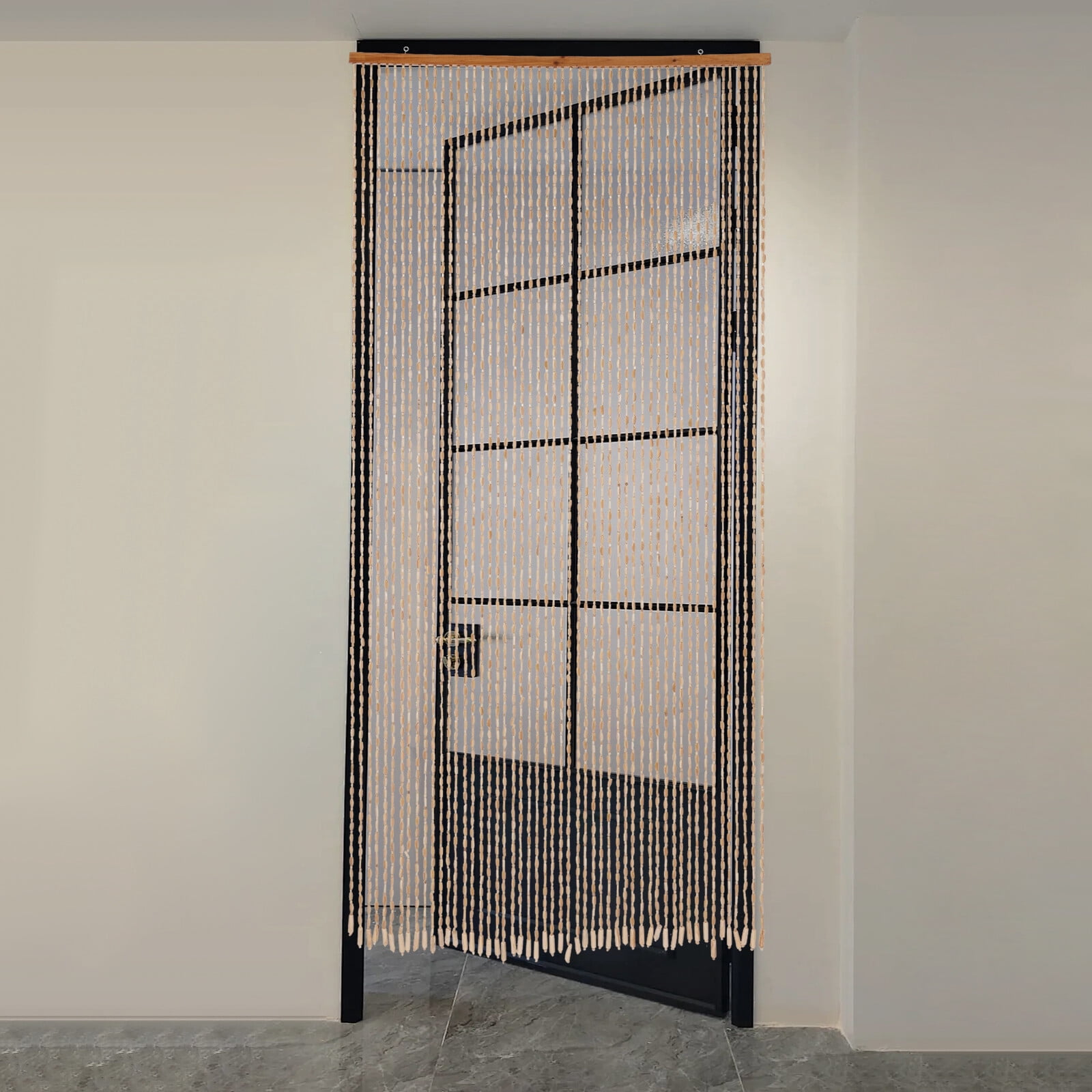 Bamboo Wood Beaded Curtain, Bamboo and Wooden Doorway Curtain, Door Curtain