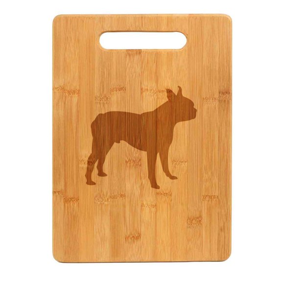 Bamboo Wood Cutting Board Boston Terrier