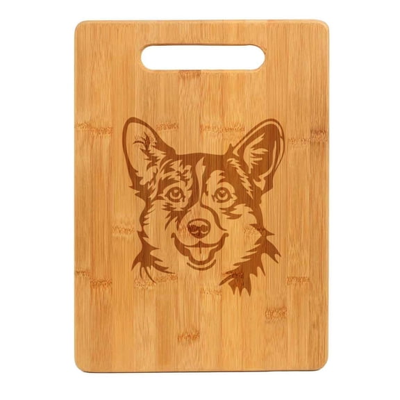 Bamboo Wood Cutting Board Corgi Face