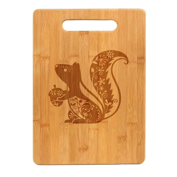 Bamboo Wood Cutting Board Fancy Squirrel